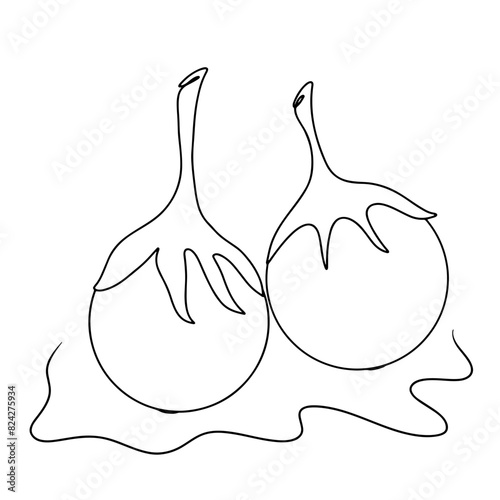Continuous line drawing of green eggplant. Vector illustration.