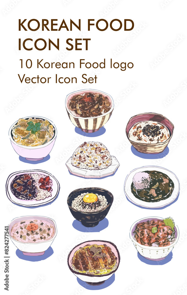 Korean food logo vector icon set Korean food logo vector icon set