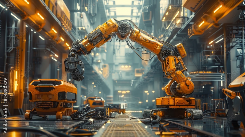 Futuristic Air Pocket Industrial Zone with Robotic Machinery and Advanced Automation - Hyper-Detailed Visualization