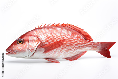 Image of a red snapper fish isolated on white background. Fresh food. Underwater animals. Generative AI.
