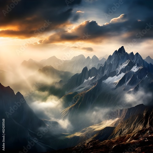 sunset in the mountains