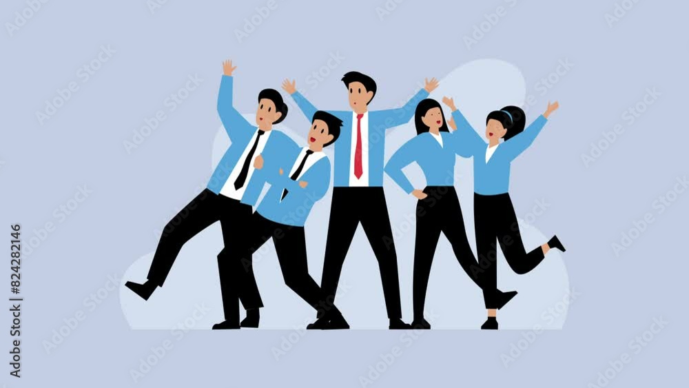Business people - team jumping celebrating victory cartoon animation Business people - team jumping celebrating victory cartoon animation