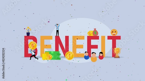 Wallpaper Mural Big letters with employees, money, winner cup cartoon animation Torontodigital.ca