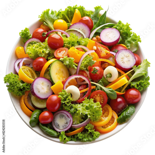 A colorful salad with assorted vegetables isolated on Transparent background.