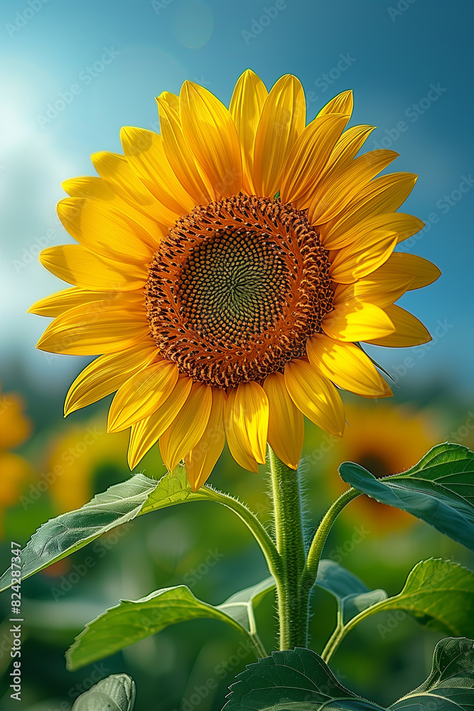 Fototapeta premium Ultra-Realistic Adorable Sunflower on Pristine Background