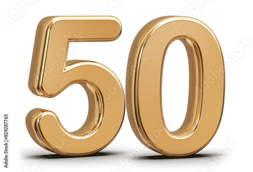 Golden 3d number 50