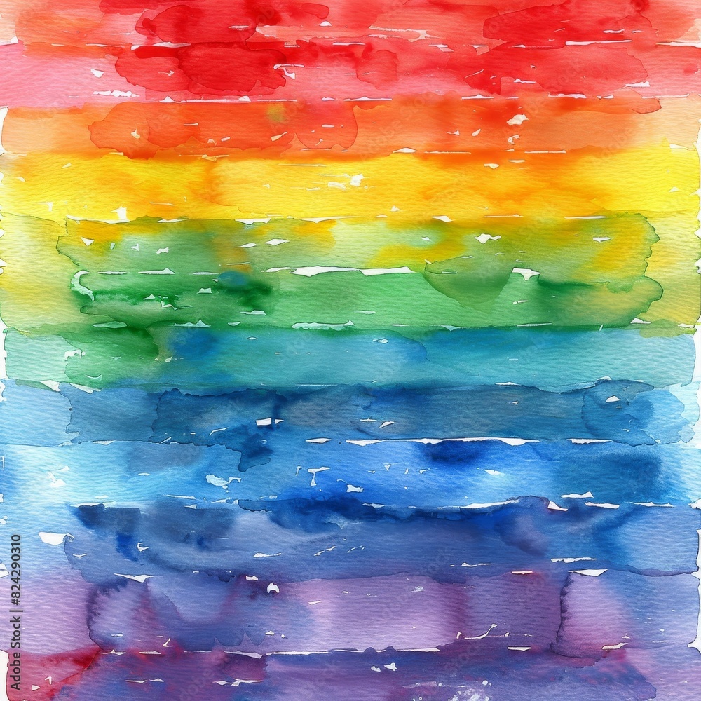 Fototapeta premium A watercolor style illustration of rainbow stripes.
