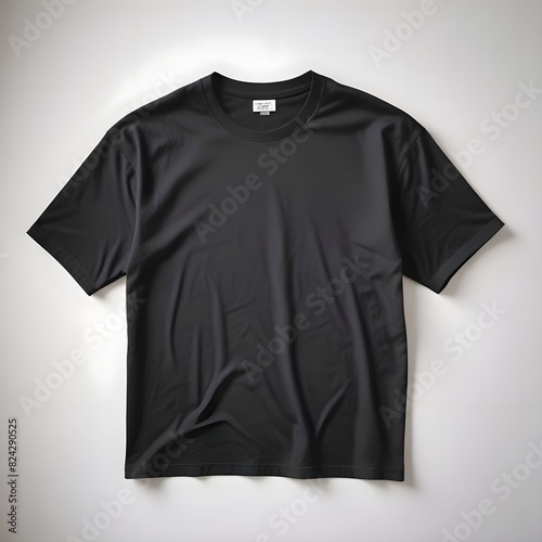 Simple black T-shirt on white background