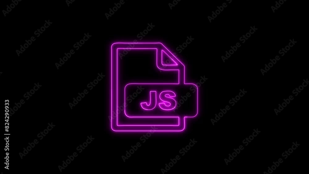 Neon Glowing JS File Icon and Symbol Animation on Black Background Neon Glowing JS File Icon and Symbol Animation on Black Background