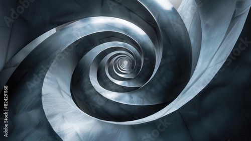 An abstract image of a spiral staircase leading down into a dark abyss abstract background
