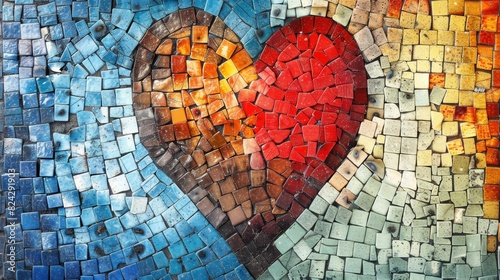 Heart shape with mosaic pattern photo