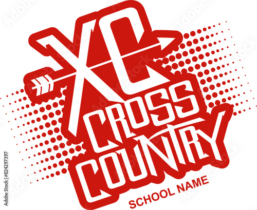 cross country team design with arrow for school, college or league sports