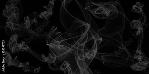 Smoke steam set on black color background. Smoke is a collection of airborne particulates and gases emitted when a material undergoes combustion.