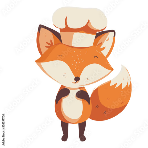 red fox wearing a white chef's hat tilted at a jaunty angle