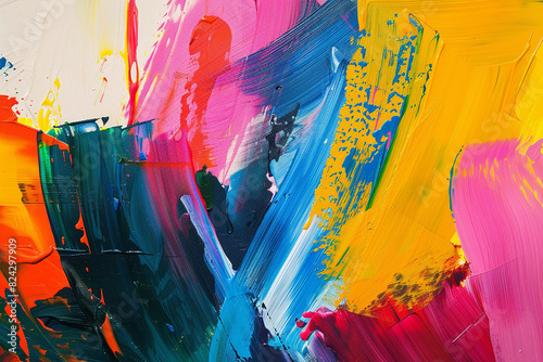 Acrylic brush painting multicolored modern bright colors