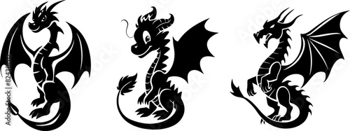 Dragons in Different Poses from Fierce to Friendly