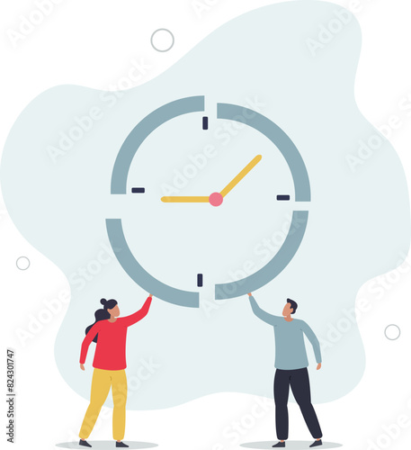 Time management or project management to control team.flat vector illustration.