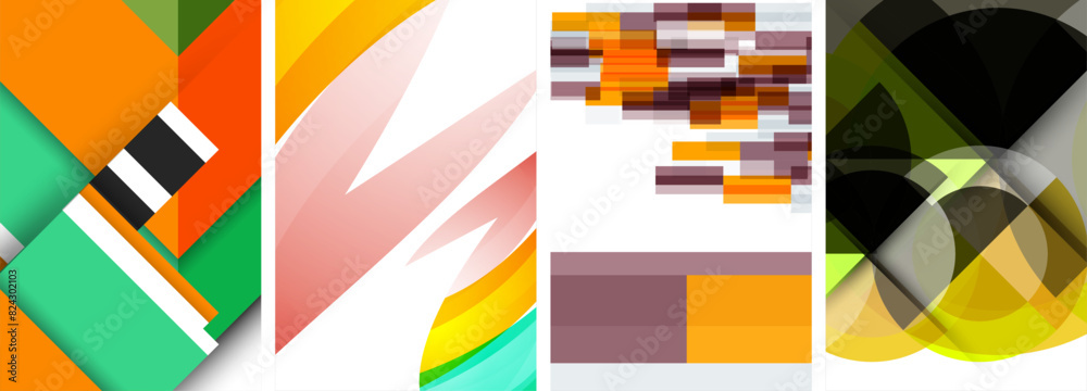 Vector posters - minimalist geometric abstract backgrounds, featuring circles, lines, and triangles in clean, modern design Vector posters - minimalist geometric abstract backgrounds, featuring circles, lines, and triangles in clean, modern design