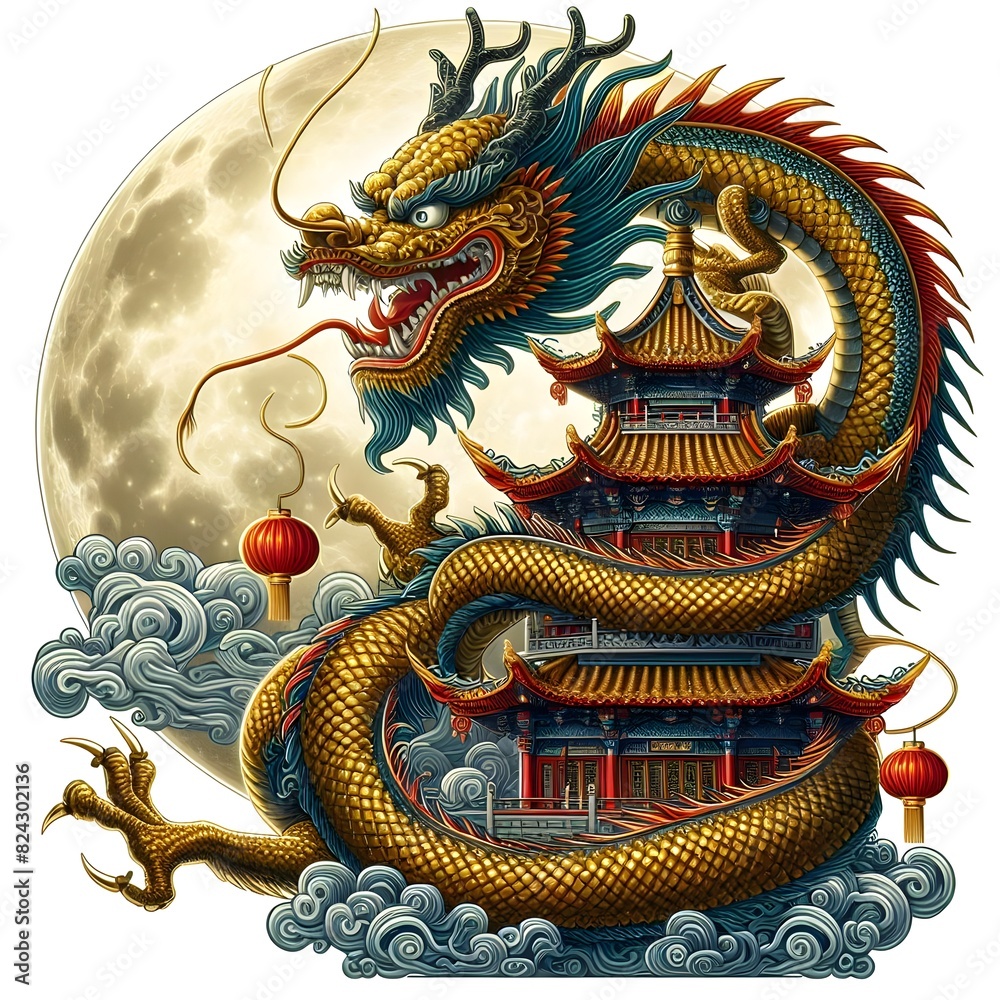 Fototapeta premium Unique Chinese dragon art