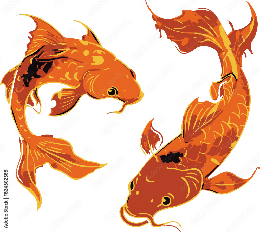 Vibrant Koi Fish in Dynamic Swimming Poses Representing Tranquility and Grace Vibrant Koi Fish in Dynamic Swimming Poses Representing Tranquility and Grace