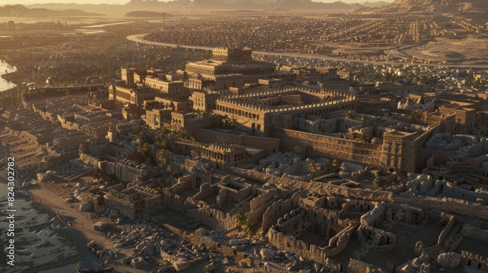 A digital reconstruction of a crumbling ancient city giving archaeologists a glimpse into its former grandeur.