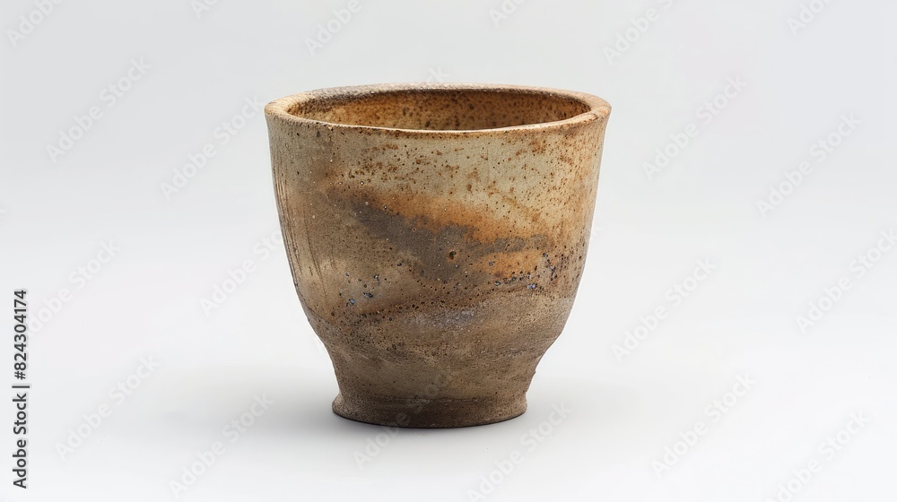 Pottery cup shown against a white backdrop Pottery cup shown against a white backdrop