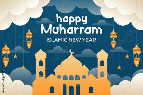gradient muharram islamic new year background illustration