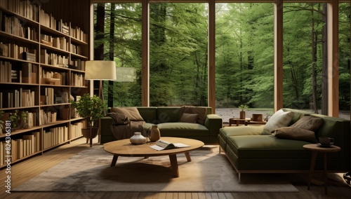 Woodland Charm Swiss-Inspired Living Room Nestled in Nature