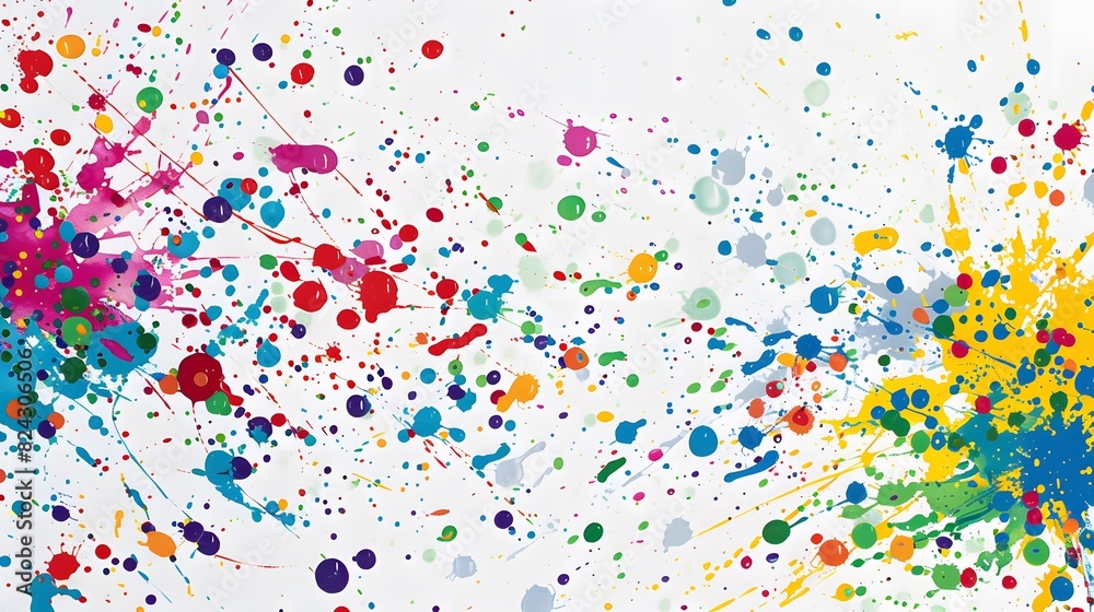 multi-colored paint drops splashing on an abstract background