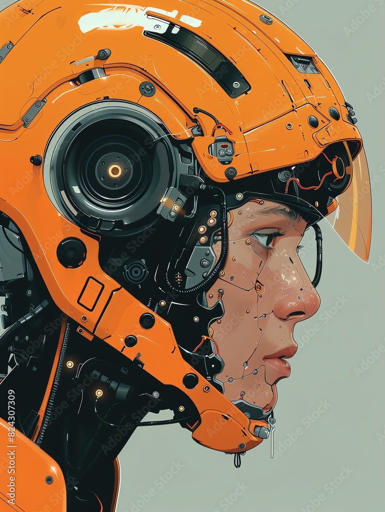 A young girl with short brown hair and brown eyes wearing a yellow and black motorcycle helmet A young girl with short brown hair and brown eyes wearing a yellow and black motorcycle helmet