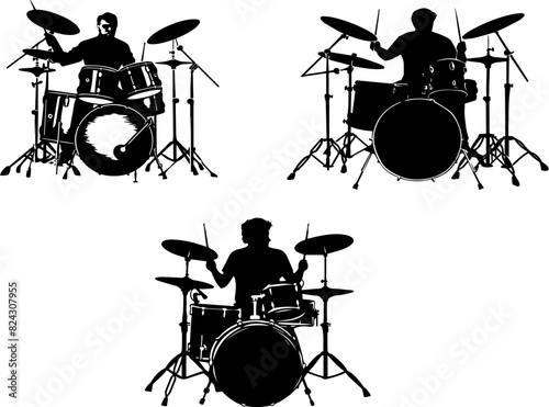 Energetic Drummers Silhouette, Perfect Design for Music and Band Related Projects