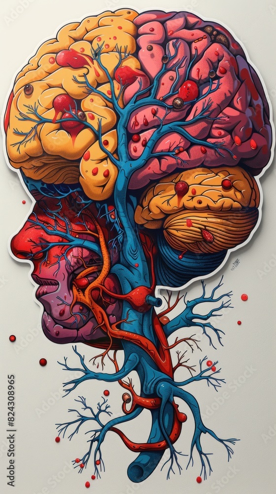 Naklejka premium Generate an ultra-realistic die cut sticker of a business brain in growth phase