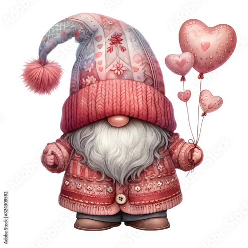 Valentine gnome with heart shape balloon photo
