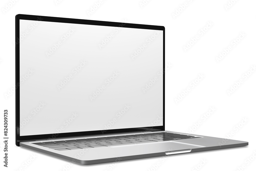 3D render Mock up laptop silver color white screen on white background. Realistic Computer Laptop mock up . 3D png illustration. 3D render Mock up laptop silver color white screen on white background. Realistic Computer Laptop mock up . 3D png illustration.