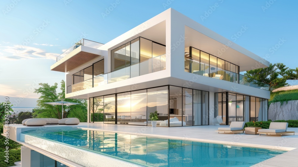 Fototapeta premium Modern house with swimming pool