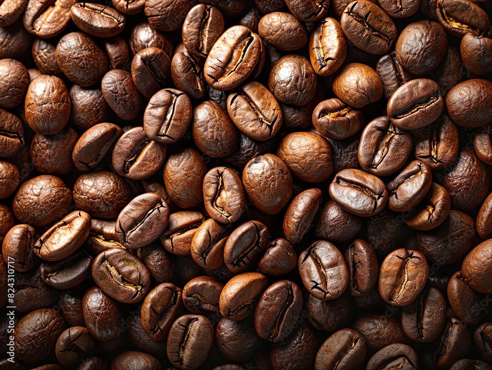 Fototapeta premium Richly textured coffee bean background