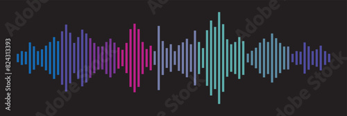 Abstract sound wave stripe lines colorful gradient equalizer isolated on transparent background in concept music, sound, technology.
