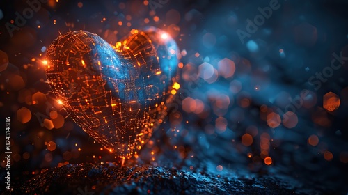 An abstract image of a heart protected by a shield, symbolizing cardiac wellness. stock photo