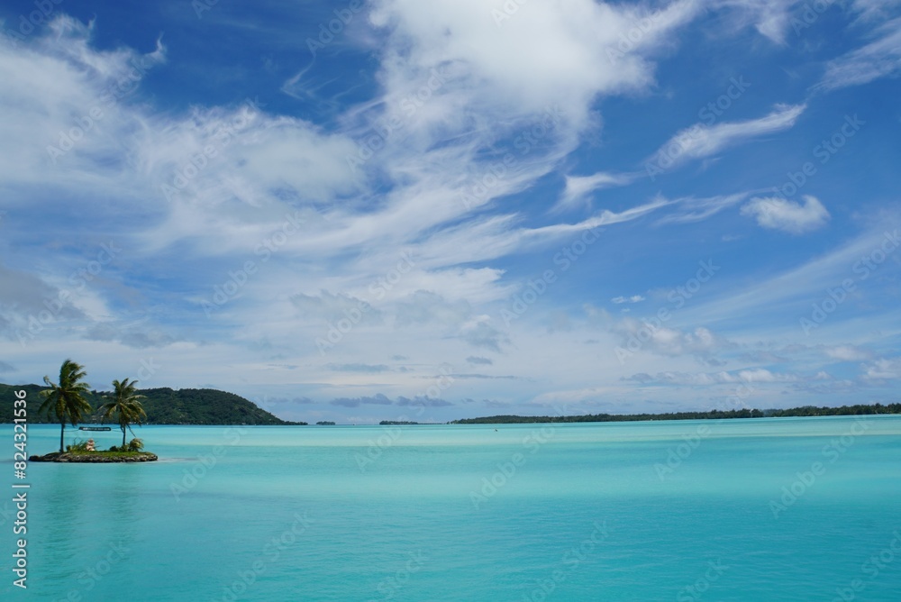 Fototapeta premium Tropical view from Aéroport de Bora Bora