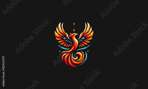 flying phoenix flames vector mascot design