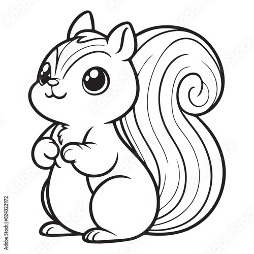 line art of squirrel cartoon vector