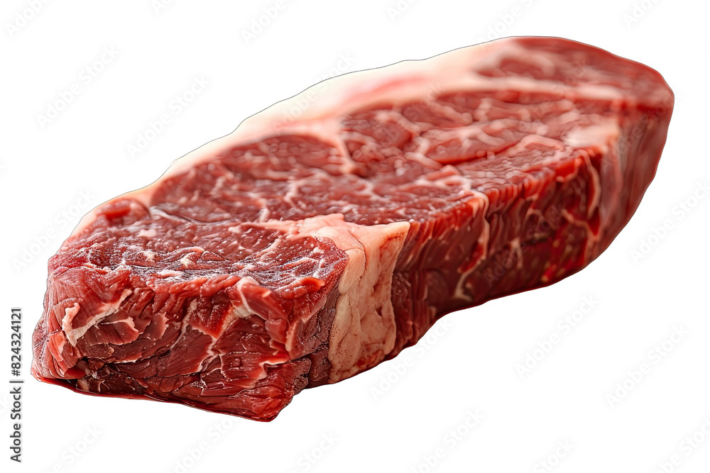 Fototapeta premium RAW Prime Boneless Hip Sirloin Steak resting isolated on white background