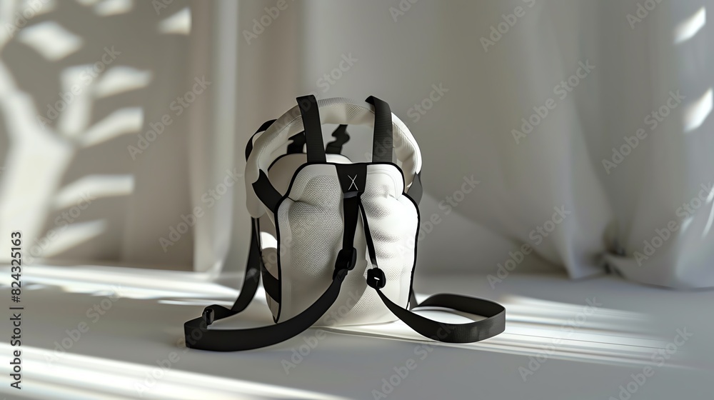 A 3D render of a baby safety harness for walking