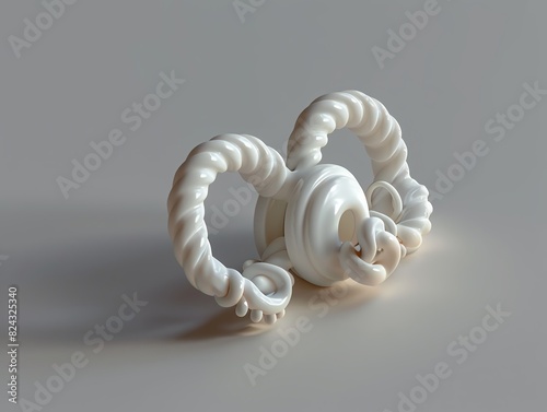 A 3D render of a baby silicone pacifier clip