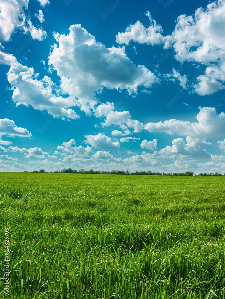Beautiful Green Grass Landscape Blue Sky White Clouds Farmland Expansive View Nature Background Beautiful Green Grass Landscape Blue Sky White Clouds Farmland Expansive View Nature Background