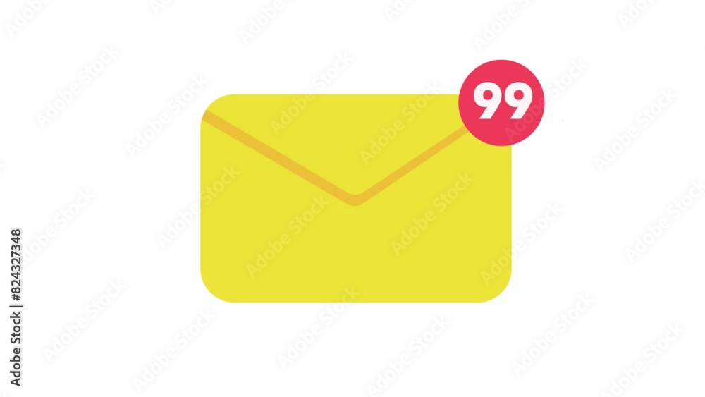 animated message icon with message notification, 4k animation isolated, alpha channel
