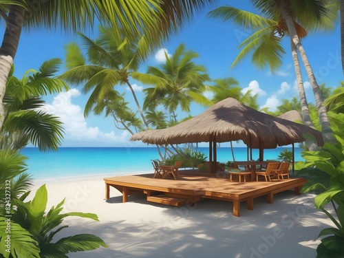 Relaxing with tropical beach view