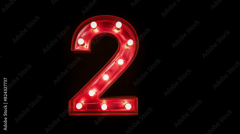 A large red light-up metal number A large red light-up metal number