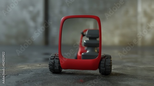 A detailed 3D render of a baby car mirror with adjustable angles