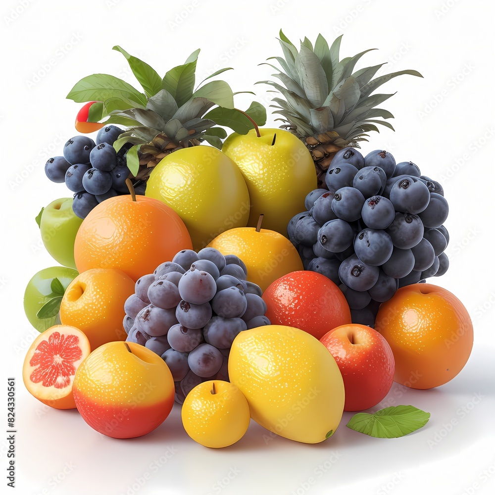 3d Fresh fruits Isolated on white background, fruits, foods, juicies, white backgrounds, vitamins, leaves, simplicities 3d Fresh fruits Isolated on white background, fruits, foods, juicies, white backgrounds, vitamins, leaves, simplicities